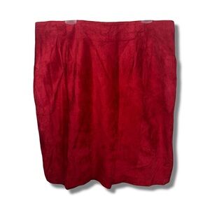 Vtg Red Silky Pig Suede Skirt